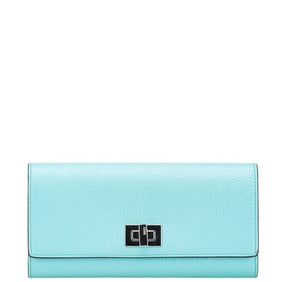 Fendi Peekaboo Long Wallet 8M0427 Light Blue Leather Women's FENDI