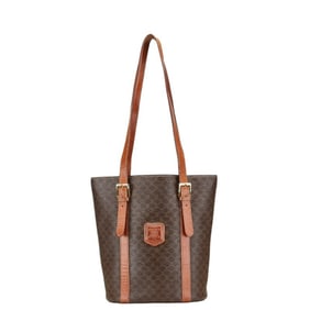 Celine Macadam Tote Bag Shoulder Brown Leather Women's CELINE