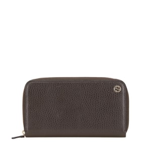 Gucci Interlocking G Long Wallet with Round Zipper, 449347, Brown Leather, Women's, GUCCI
