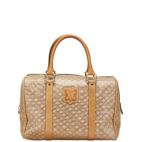 Celine Macadam handbag, mini Boston bag, beige leather, women's, CELINE