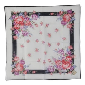 Yves Saint Laurent Saint Laurent floral scarf/muffler/handkerchief in white and multicolored cotton