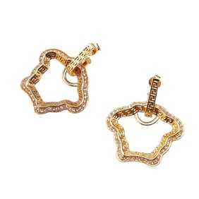 Versace Medusa Greca Rhinestone Earrings, Gold and Purple Plated, Women's