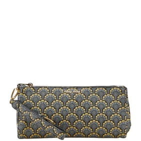 Miu Miu Miu Madras Print Clutch Bag 5NE455 Gray Multicolor Leather Women's MIUMIU