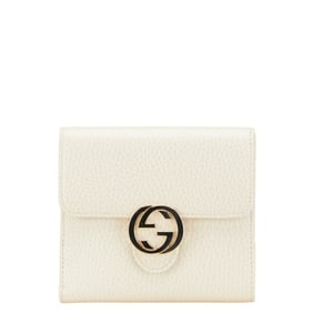 Gucci Interlocking G Bifold Wallet 615525 Beige Leather Women's GUCCI