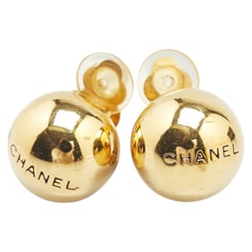 CHANEL logo earrings, gold plated, women's