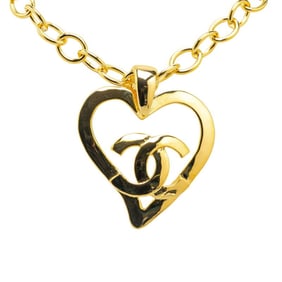 CHANEL Vintage Large Coco Heart Necklace, Gold Plated, Women's