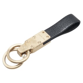 Salvatore Ferragamo Keychain in Gold and Black Plated Leather for Men