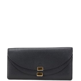 Chloé Chloe Georgia double flap long wallet in black leather. Women's.