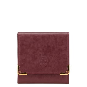Cartier Must Line Wallet/Coin Case Wine Red Bordeaux Leather Women's CARTIER