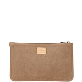 Louis Vuitton pouch, small accessory case, gray suede, women's, LOUIS VUITTON