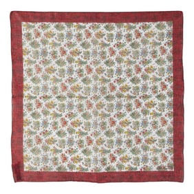 Gucci floral botanical print scarf/muffler/handkerchief in red and multicolored cotton for women.