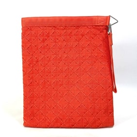 BOTTEGA VENETA 667060 Intrecciato Light Webbing Clutch Bag with Strap, Men's, Orange