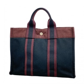 Hermes Tote Bag Foul To PM Canvas Black Bordeaux Women's