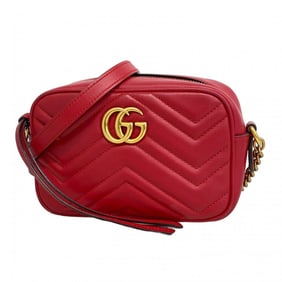 Gucci GG Marmont Shoulder Bag 448065 Leather Red Women's