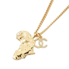 Chanel Necklace with Coco Mark, African Continent Motif, Faux Pearls and Rhinestones, G23A CHANEL