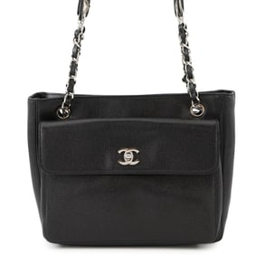Chanel Chain Tote Bag with Coco Mark and Caviar Skin, Black