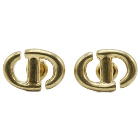 Christian Dior E1594CDNMT CD Navy Stud Earrings Gold Women's