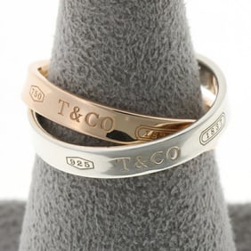 Tiffany & Co. 1837 Interlocking Circle Ring in 18KPG (925) Pink Gold and Sterling Silver, #12,