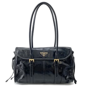 Prada Medium Leather Shoulder Bag 1BD376 PRADA Black