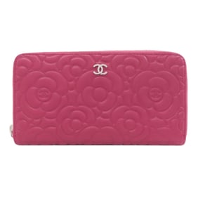 CHANEL Camellia Coco Mark Long Wallet Calfskin Women's