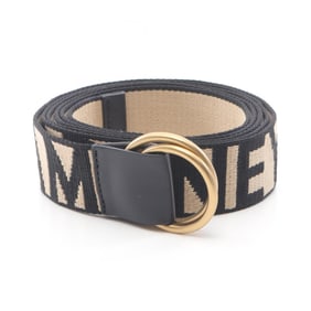 Stella McCartney jacquard logo ring belt, canvas and faux leather, women's, beige black