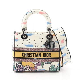 Christian Dior Dior LADY D-LITE Medium Handbag, Canvas, Women's, White, Multicolor