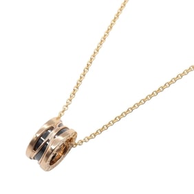 BVLGARI B-zero1 Design Legend Necklace, 18K Pink Gold (Pink Gold) and Ceramic, for Men Women, Black