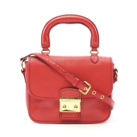 Miu Miu Miu Madras Shoulder Bag, Leather, Women's, Red, RTC460
