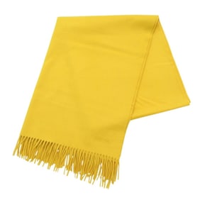 Like new Hermes embroidered cashmere yellow scarf 0452HERMES