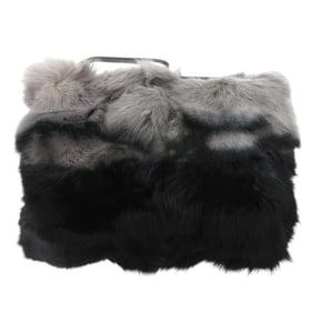 Unused Tod's fox fur and leather gradient black/gray clutch bag, black, 0350TOD'S
