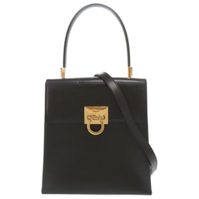 Salvatore Ferragamo Gancini Leather Black Handbag/Shoulder Bag 0857Salvatore