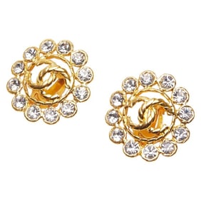 Vintage Chanel Coco Mark Earrings, Gold Plated with Beads, Women's, CHANEL