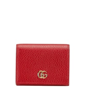 Gucci Double G Bifold Wallet 456126 Red Leather Women's GUCCI