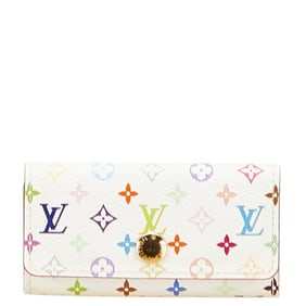 Louis Vuitton Monogram Multicolore Multicle 4 Key Case, 4-Ring, M93731, White Leather, Women's,