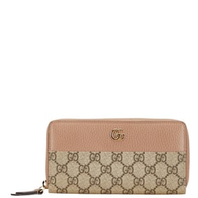 Gucci GG Marmont Zip-Around Long Wallet 456117 Beige Leather Women's GUCCI
