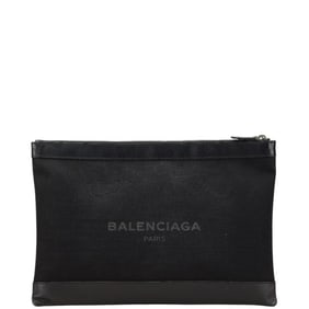 Balenciaga Navy Clip L Clutch Bag 373840 in Black Canvas and Leather for Women