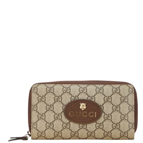 Gucci GG Supreme Long Wallet 473953 Beige Brown Leather Women's GUCCI