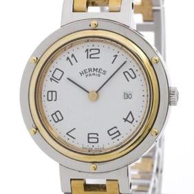 HERMES Clipper Gold Plated Steel Quartz Ladies Watch CL4.220 Polished
