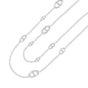 Hermes Chaine d'Ancre Farandole Necklace, Size 120, SV925 Silver, HERMES