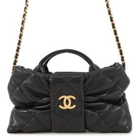 CHANEL Chain Shoulder Bag Matelasse Coco Mark Mini Bow Shiny Lambskin AS5849 2-Way