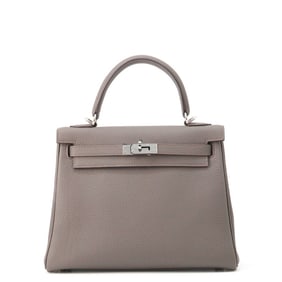 Hermes Hermès Kelly 25 handbag, in-stitched, Etain Togo, Z-stamped, 2-way shoulder bag