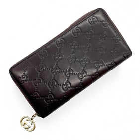 GUCCI Gucci Round Long Wallet Brown Guccissima 307982 Zip Men's Women's
