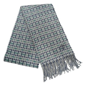 HERMES Scarf/Muffler H Ecosse Cashmere Check Pattern Green Blue Women's Men's