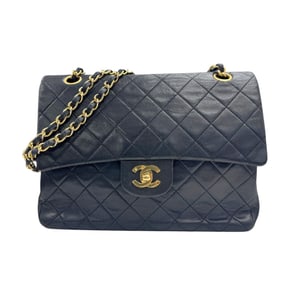 CHANEL Matelasse 25 Shoulder Bag, Chain Double Flap, Lambskin, Black, Women's