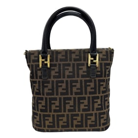 FENDI Zucca pattern handbag tote bag canvas and leather brown women's