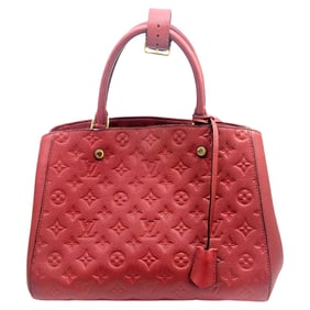 LOUIS VUITTON Monogram Empreinte Montaigne MM Cerise Red M41194 Leather Handbag for Women