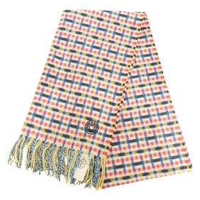 HERMES Scarf/Muffler H Ecosse Cashmere Check Pattern Pink Yellow Blue Women's Men's