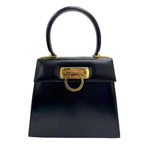 Salvatore Ferragamo Gancini handbag in black leather for women