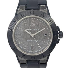 BVLGARI Diagono Magnesium Date Ceramic Gray Dial Rubber Black Automatic Men's Watch DG41SMC