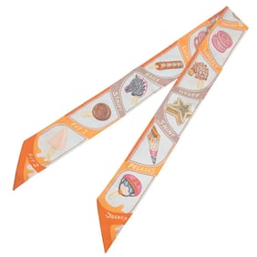 HERMES Twilly Scarf/Muffler Silk FUNNY ICE CREME Funny Ice Cream Orange Women's